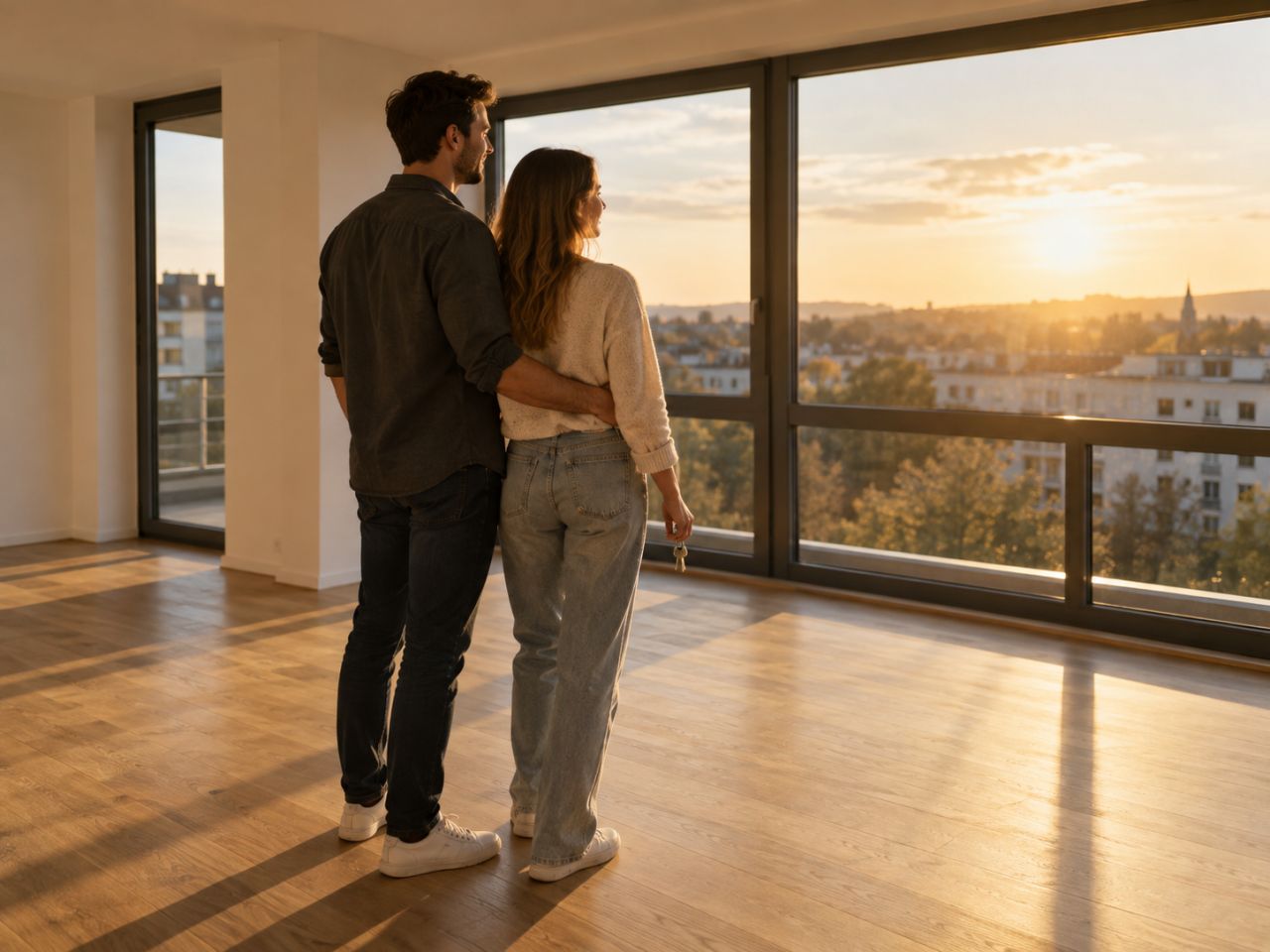 Young couple in their new flat